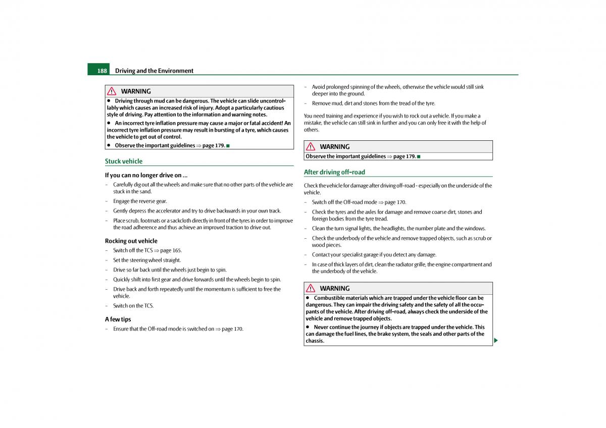 Skoda Yeti owners manual / page 189