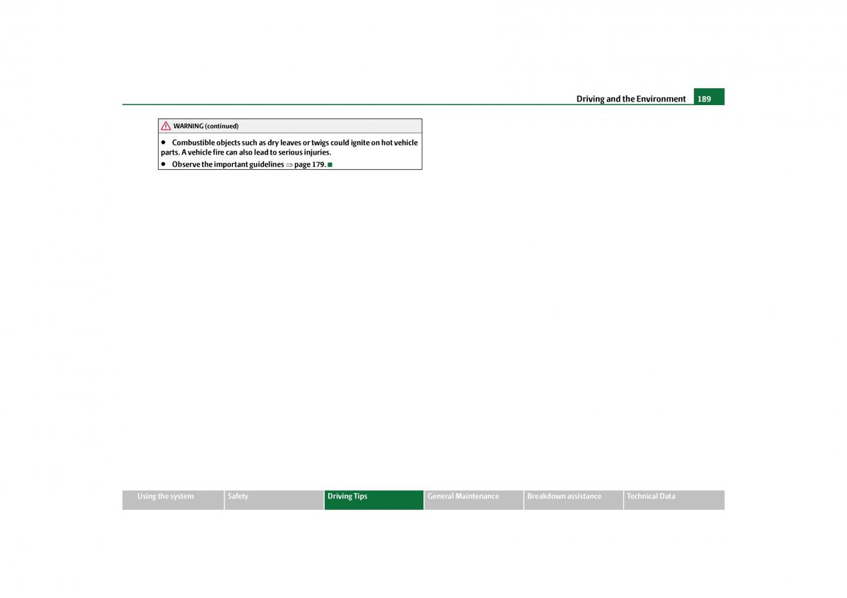 Skoda Yeti owners manual / page 190