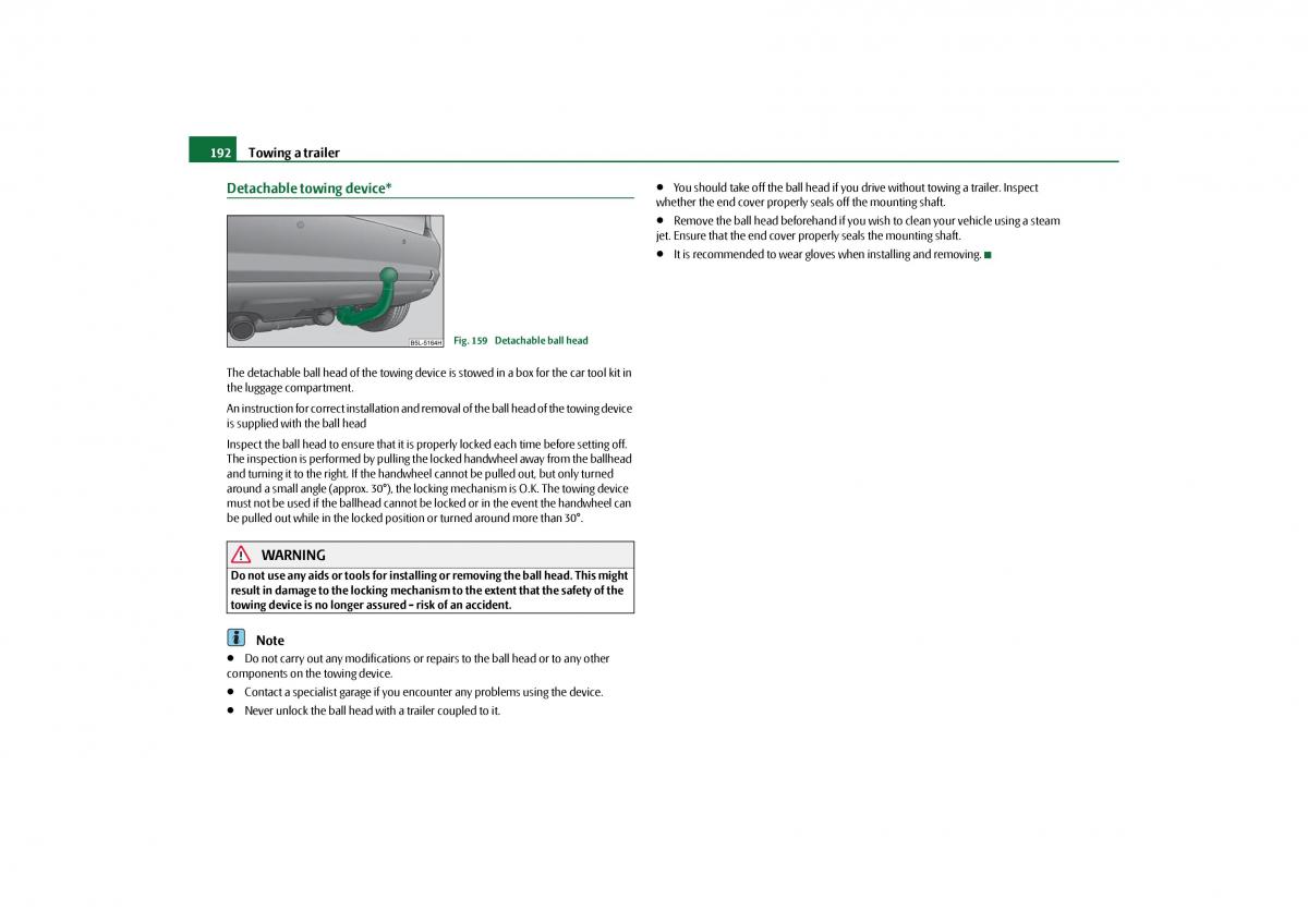 Skoda Yeti owners manual / page 193