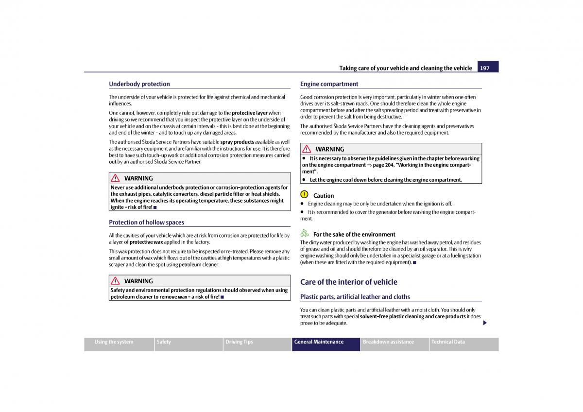 Skoda Yeti owners manual / page 198
