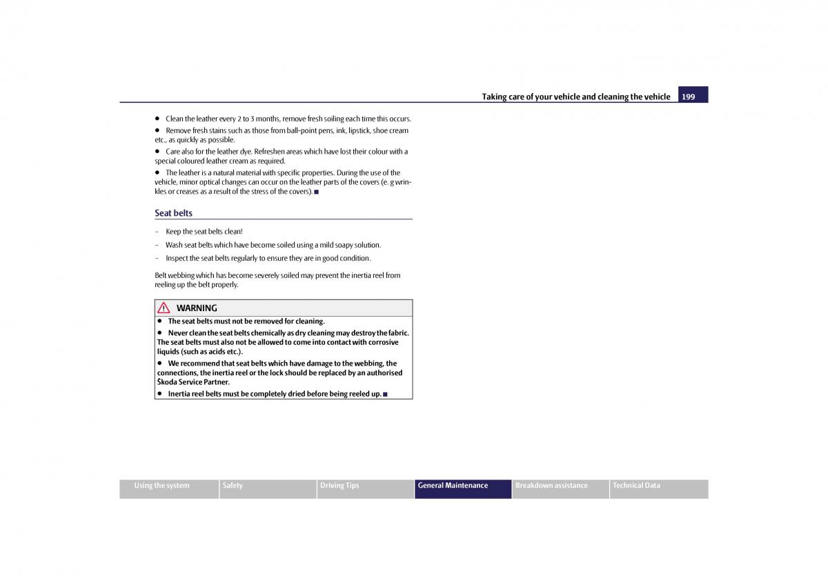 Skoda Yeti owners manual / page 200