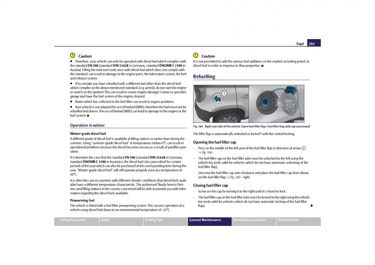 Skoda Yeti owners manual / page 202