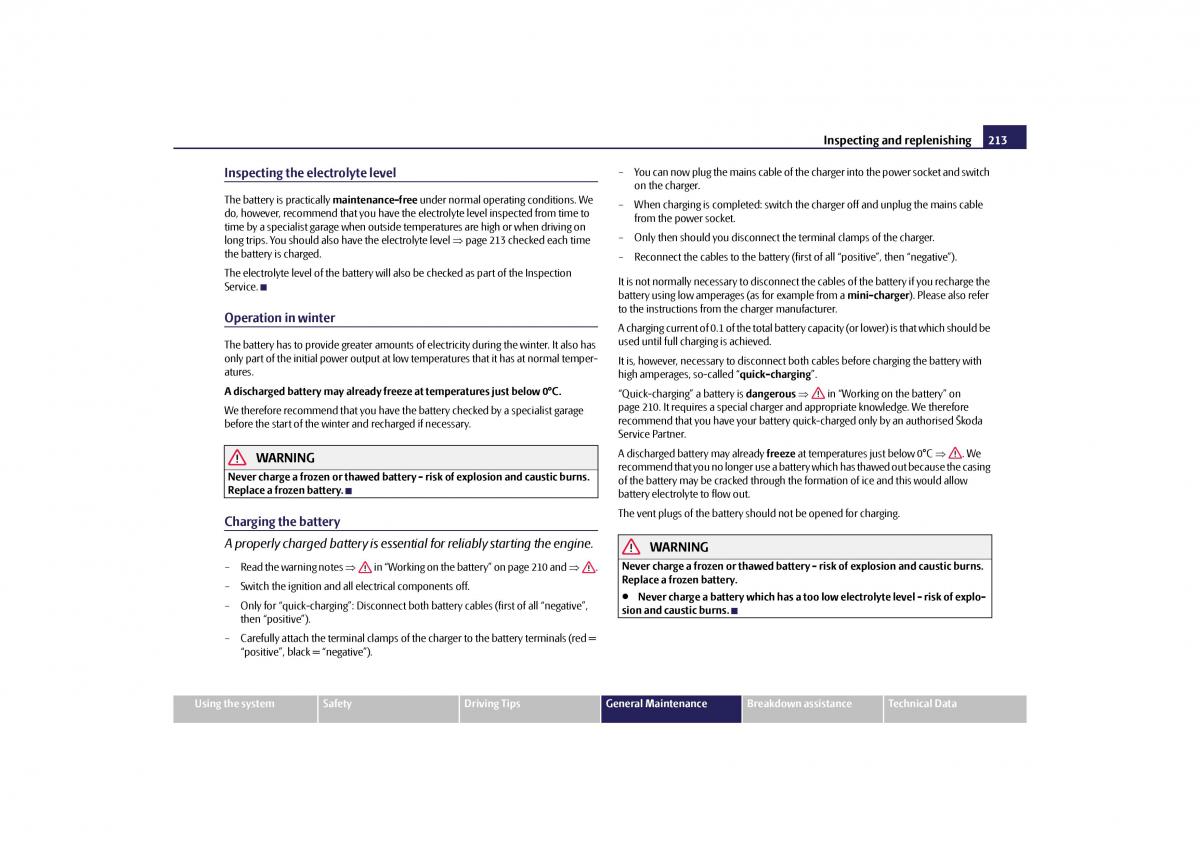 Skoda Yeti owners manual / page 214