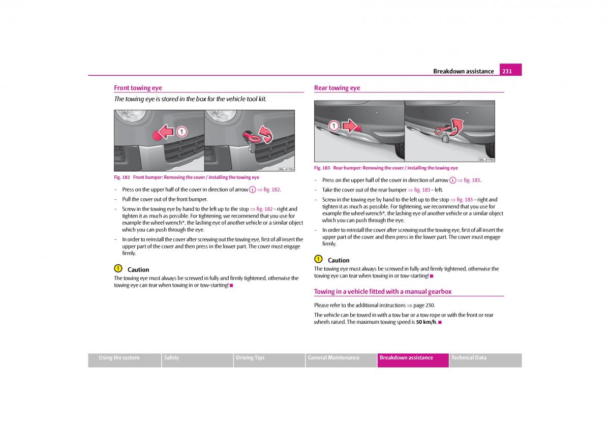 Skoda Yeti owners manual / page 232