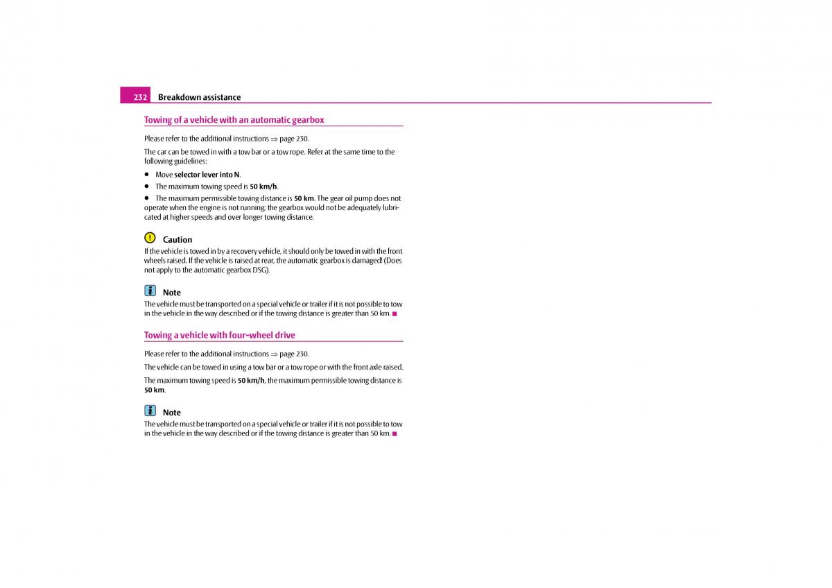 Skoda Yeti owners manual / page 233