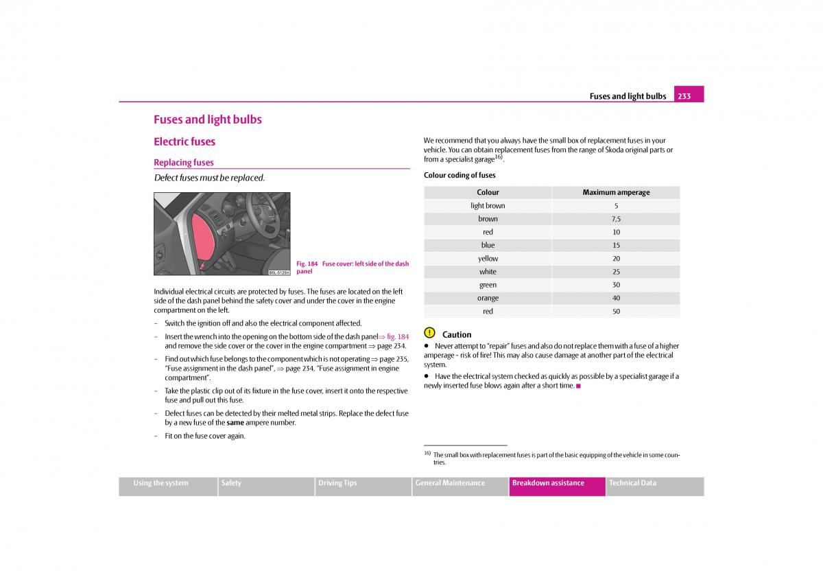 Skoda Yeti owners manual / page 234