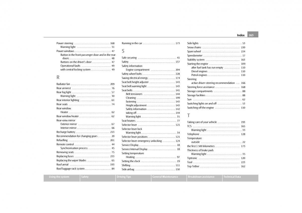 Skoda Yeti owners manual / page 264