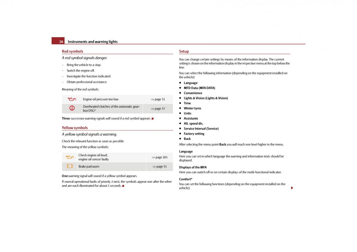 Skoda Yeti owners manual / page 27