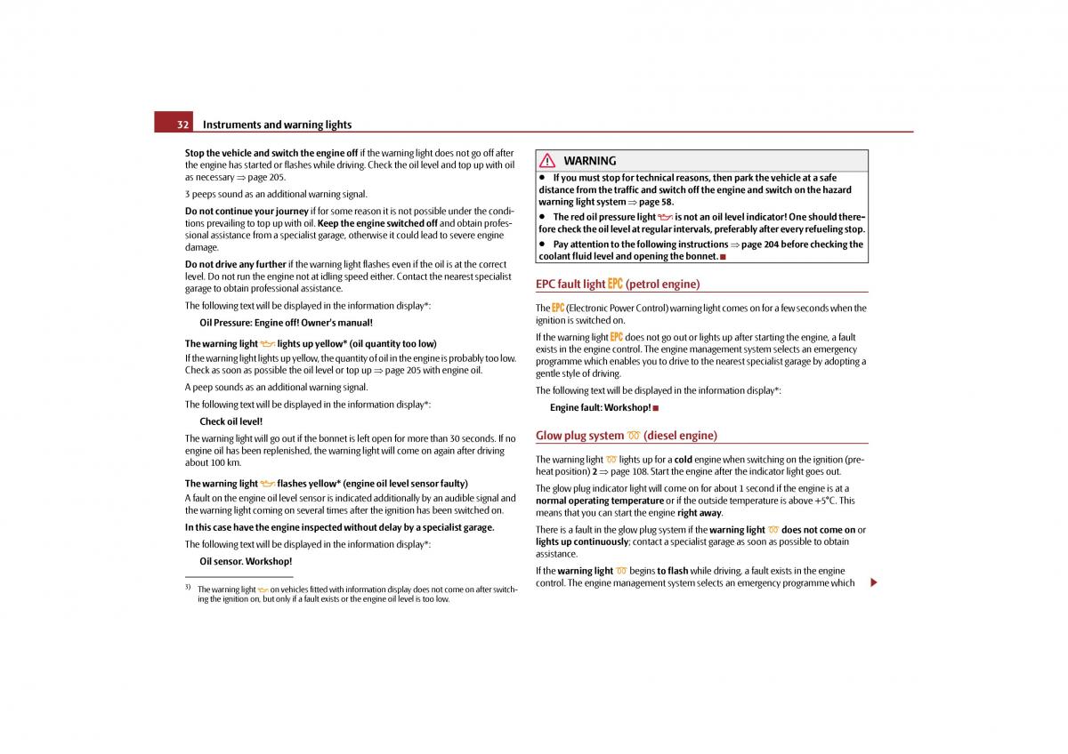 Skoda Yeti owners manual / page 33