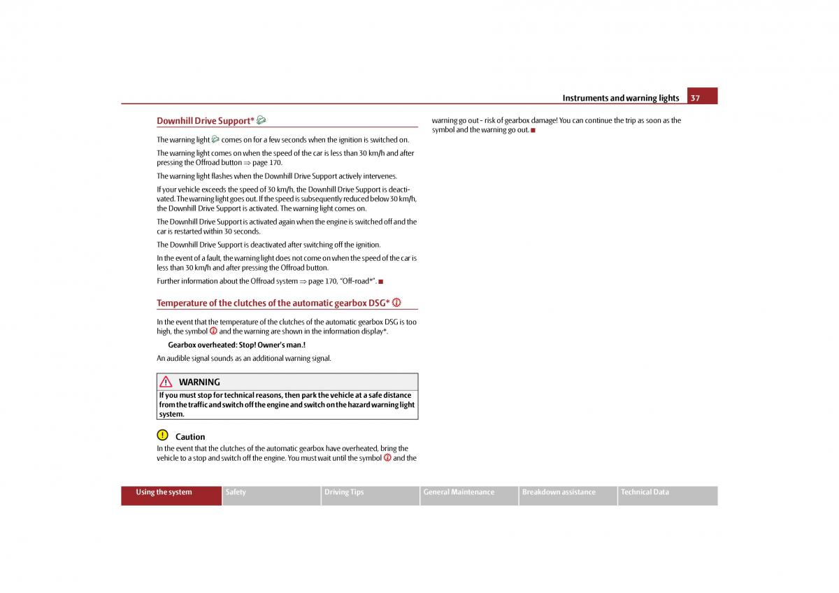 Skoda Yeti owners manual / page 38