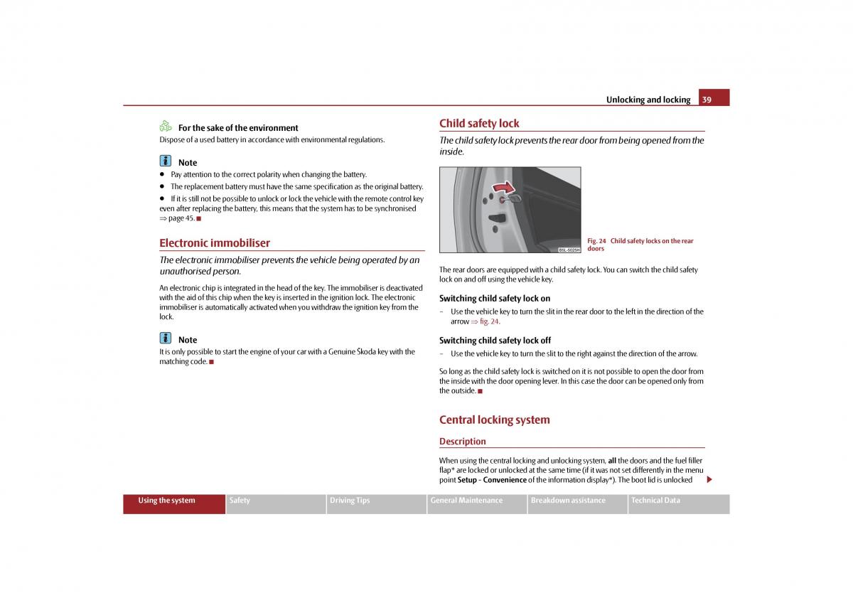 Skoda Yeti owners manual / page 40