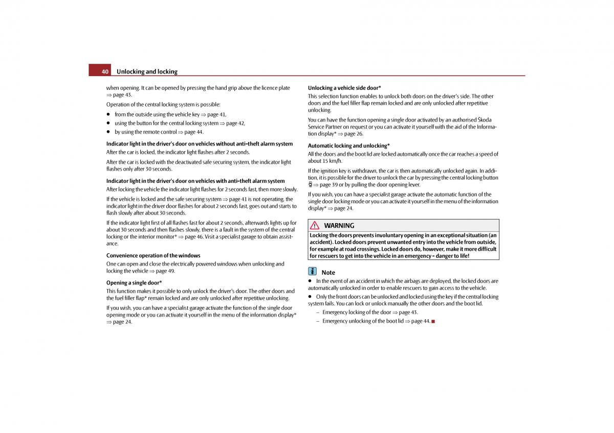 Skoda Yeti owners manual / page 41