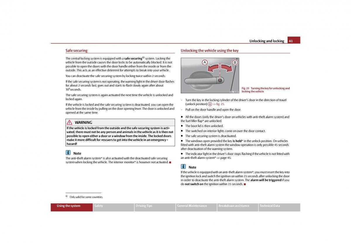 Skoda Yeti owners manual / page 42