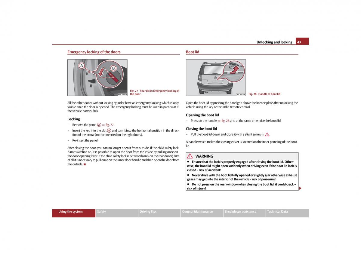 Skoda Yeti owners manual / page 44