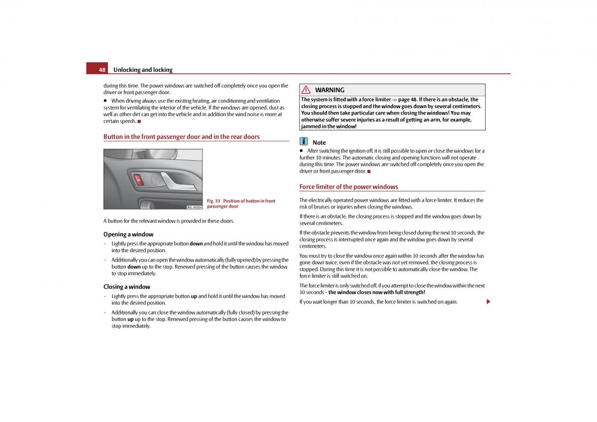 Skoda Yeti owners manual / page 49