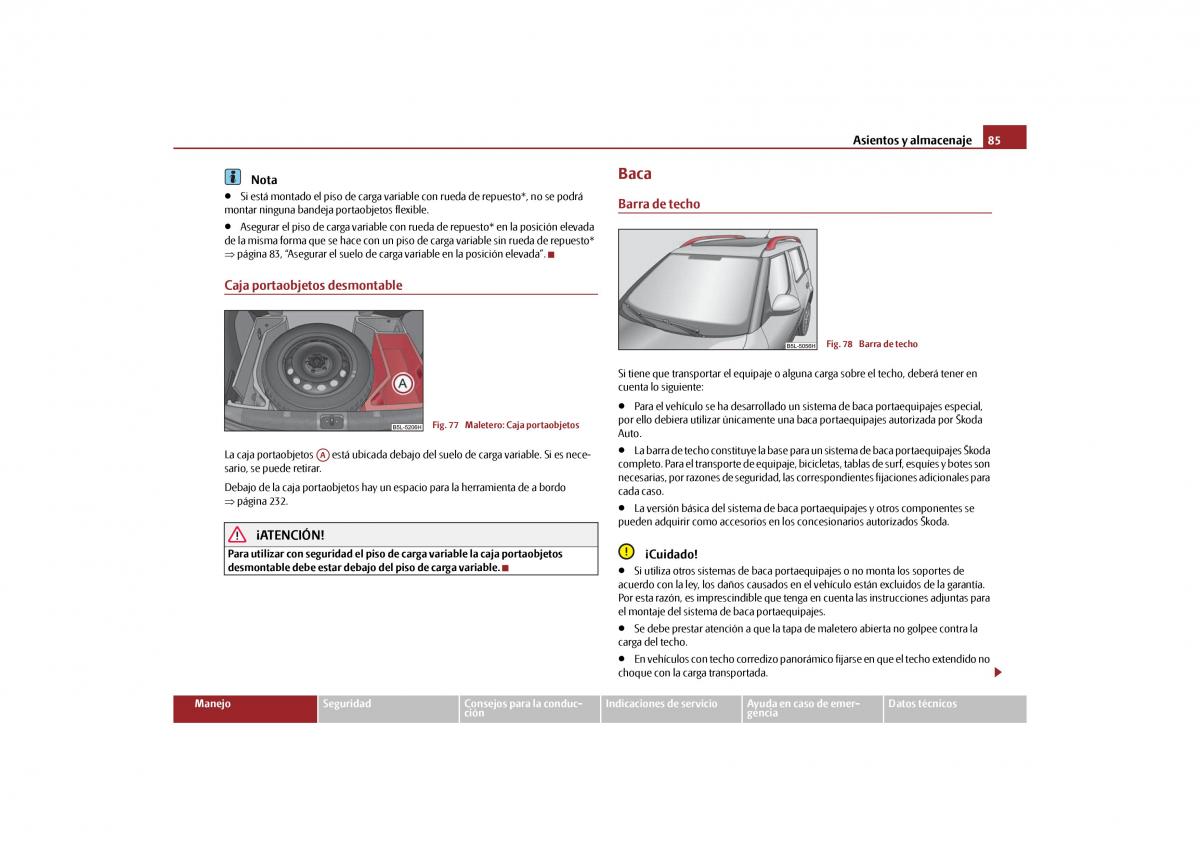 Skoda Yeti manual del propietario / page 86