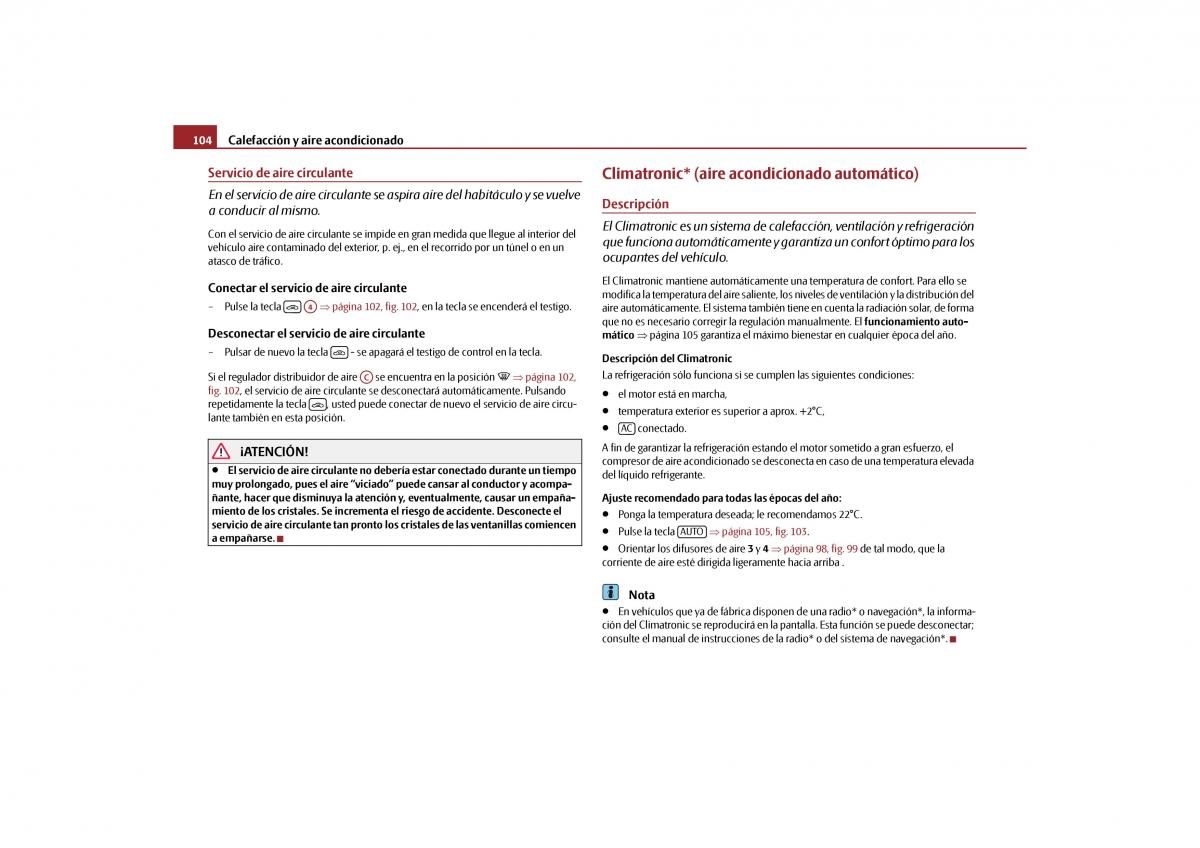 Skoda Yeti manual del propietario / page 105