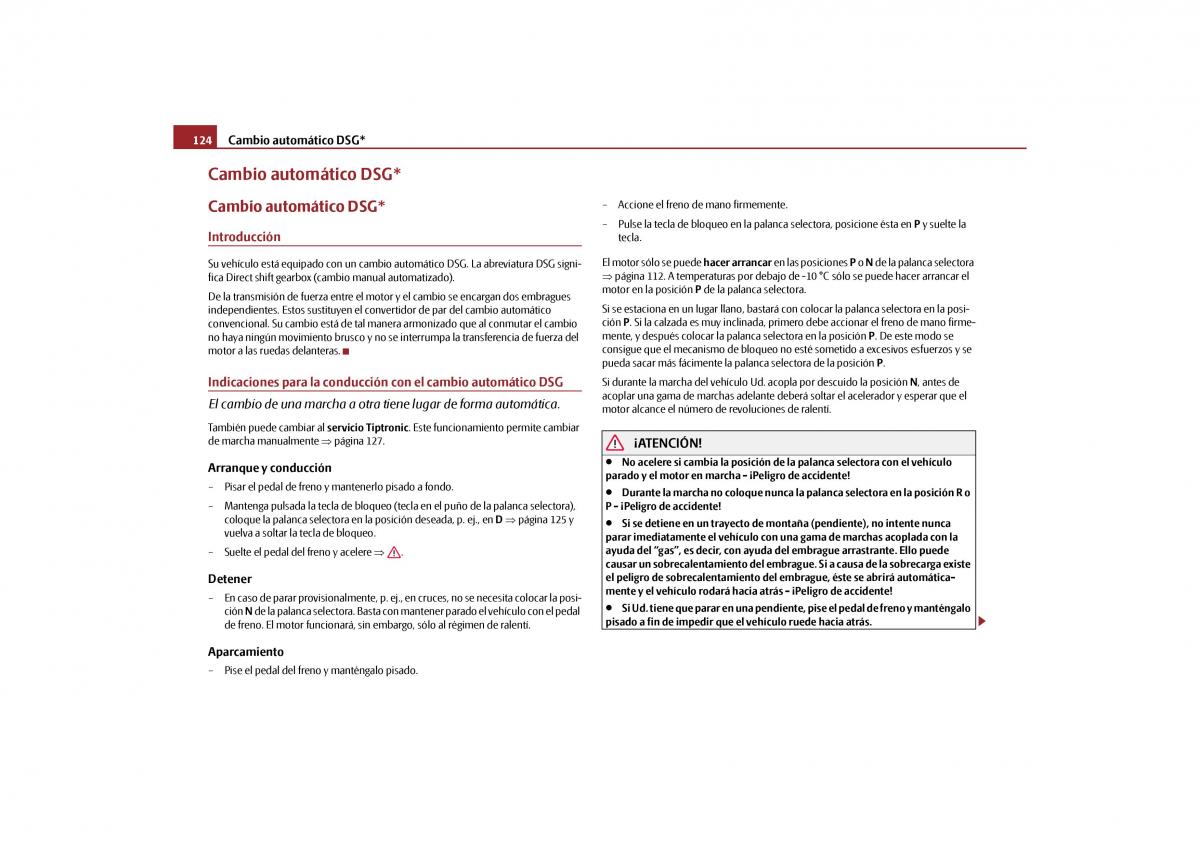 Skoda Yeti manual del propietario / page 125