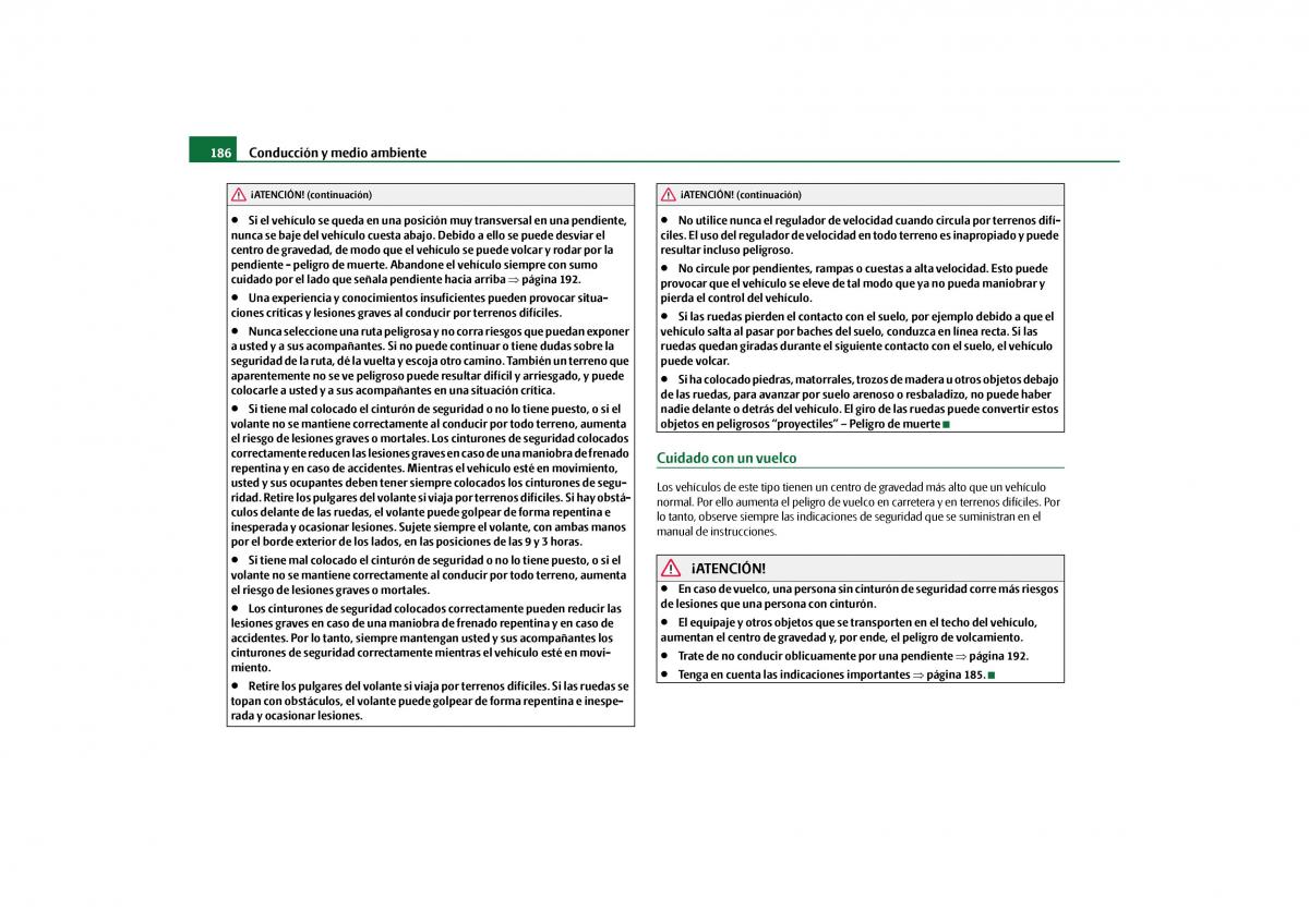 Skoda Yeti manual del propietario / page 187