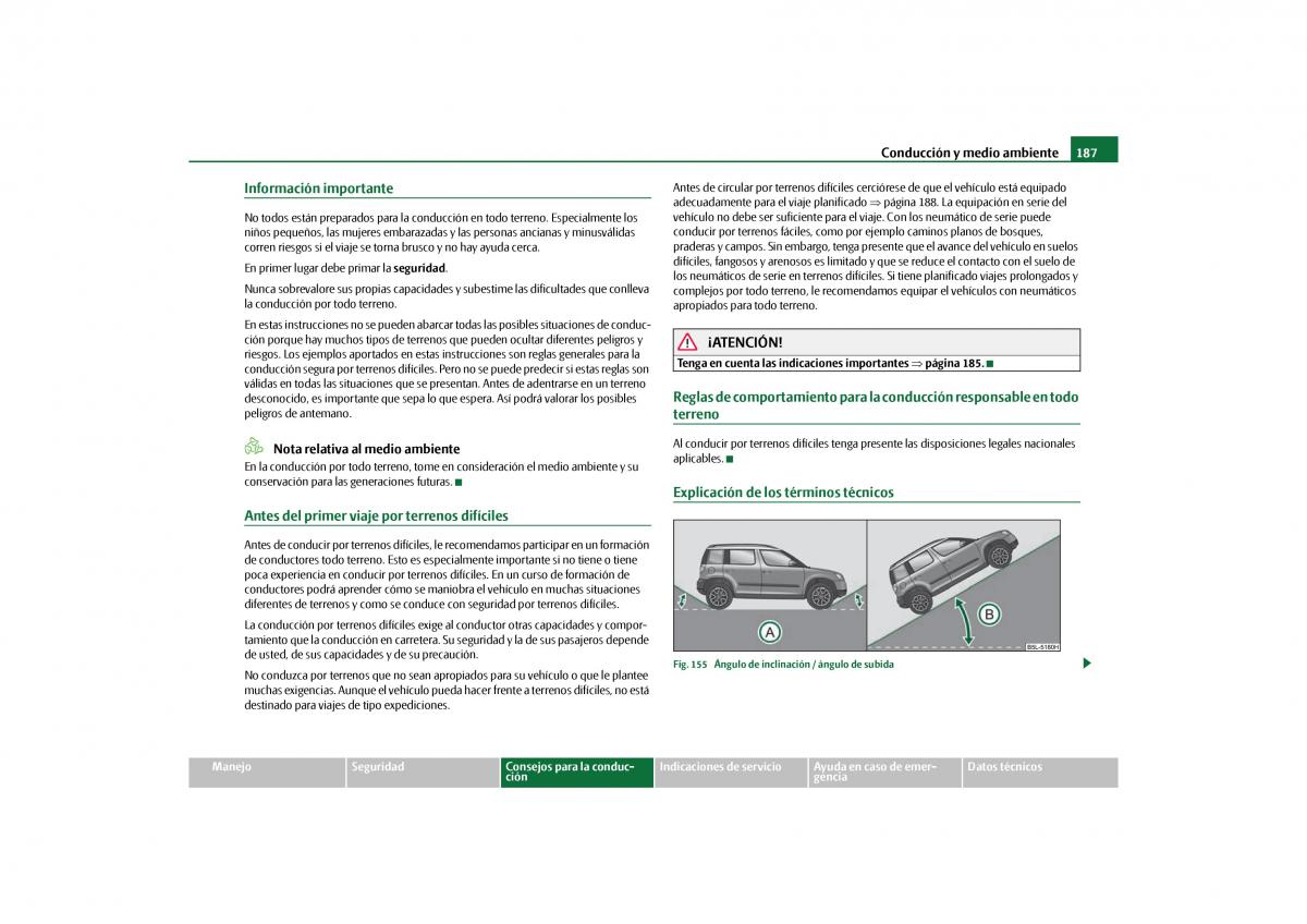 Skoda Yeti manual del propietario / page 188