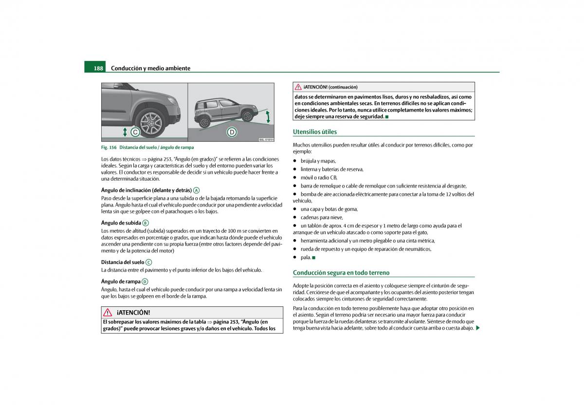 Skoda Yeti manual del propietario / page 189