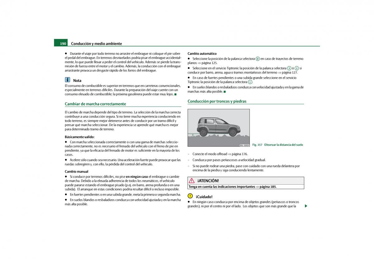 Skoda Yeti manual del propietario / page 191