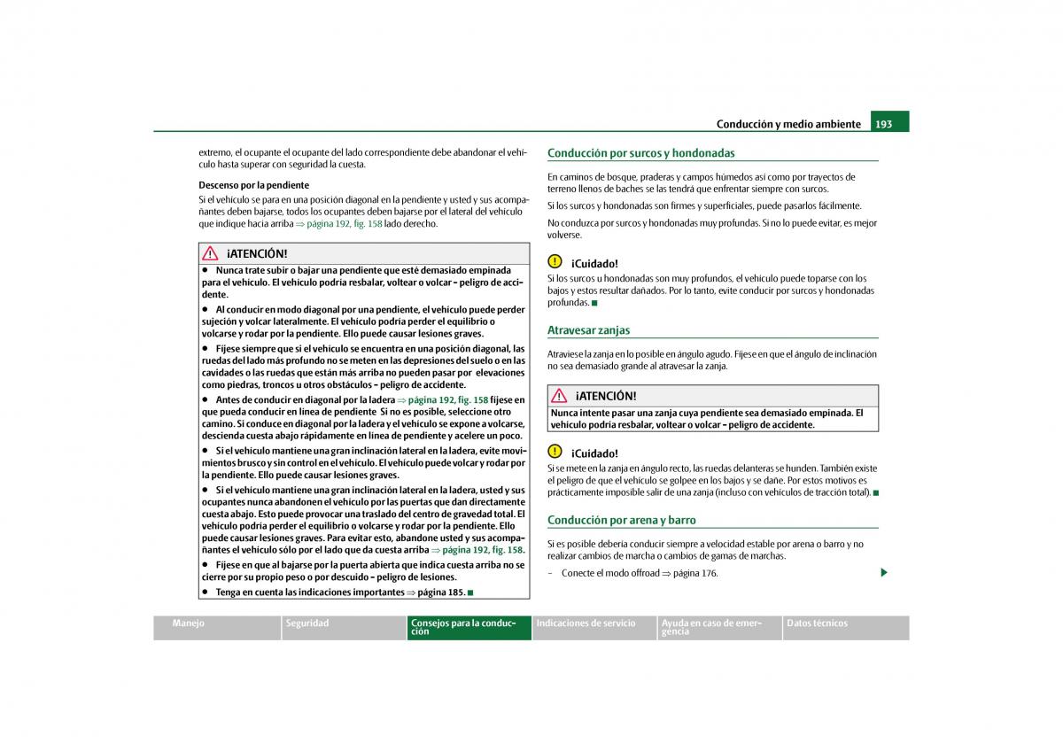 Skoda Yeti manual del propietario / page 194