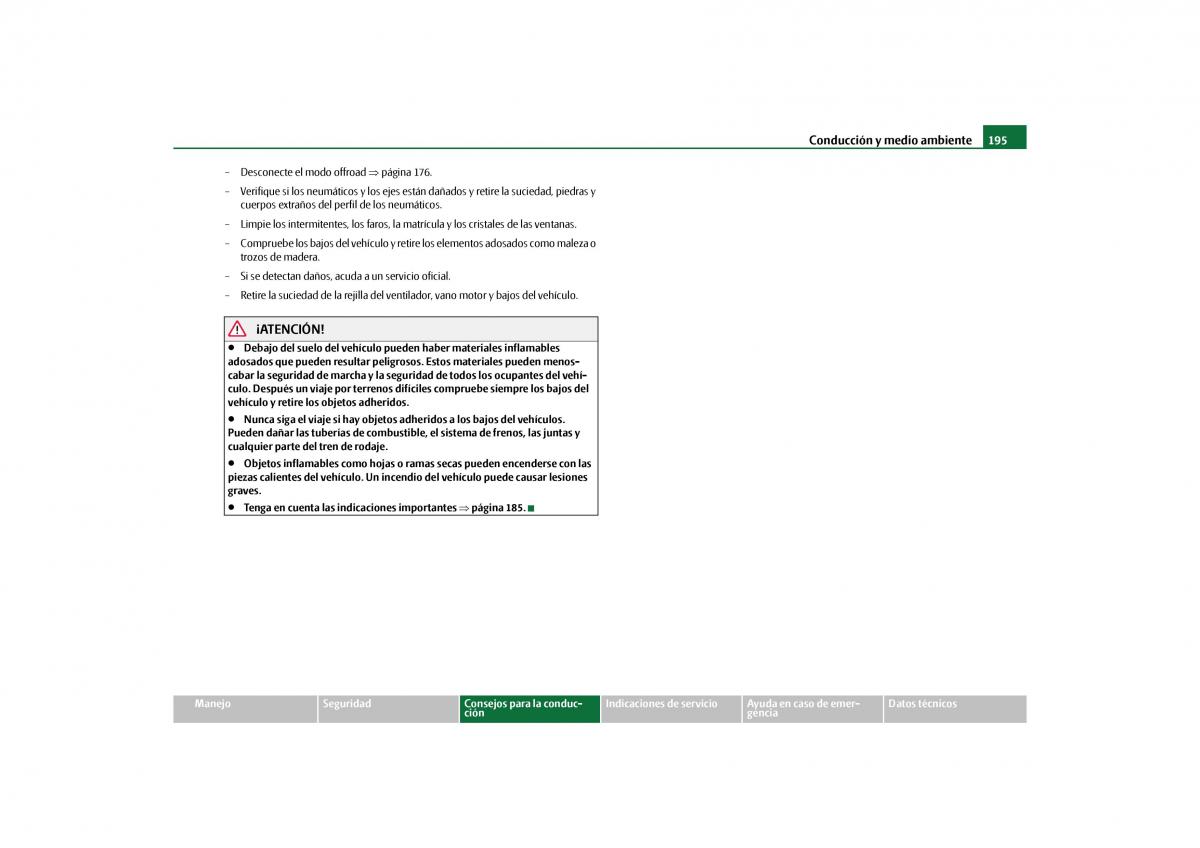 Skoda Yeti manual del propietario / page 196