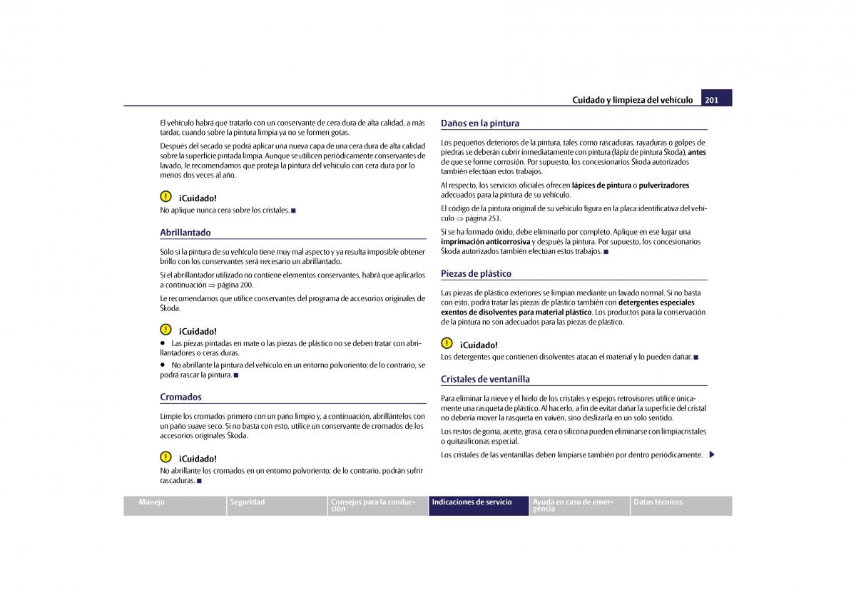 Skoda Yeti manual del propietario / page 202