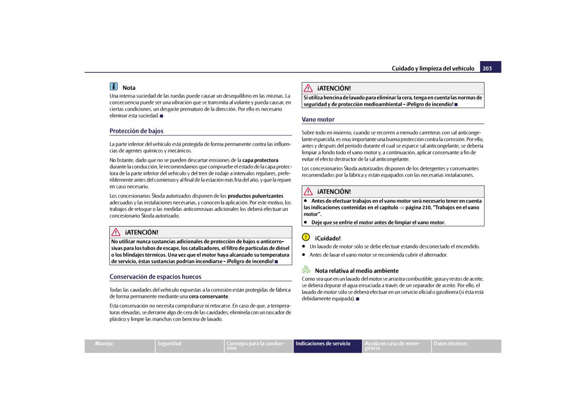 Skoda Yeti manual del propietario / page 204