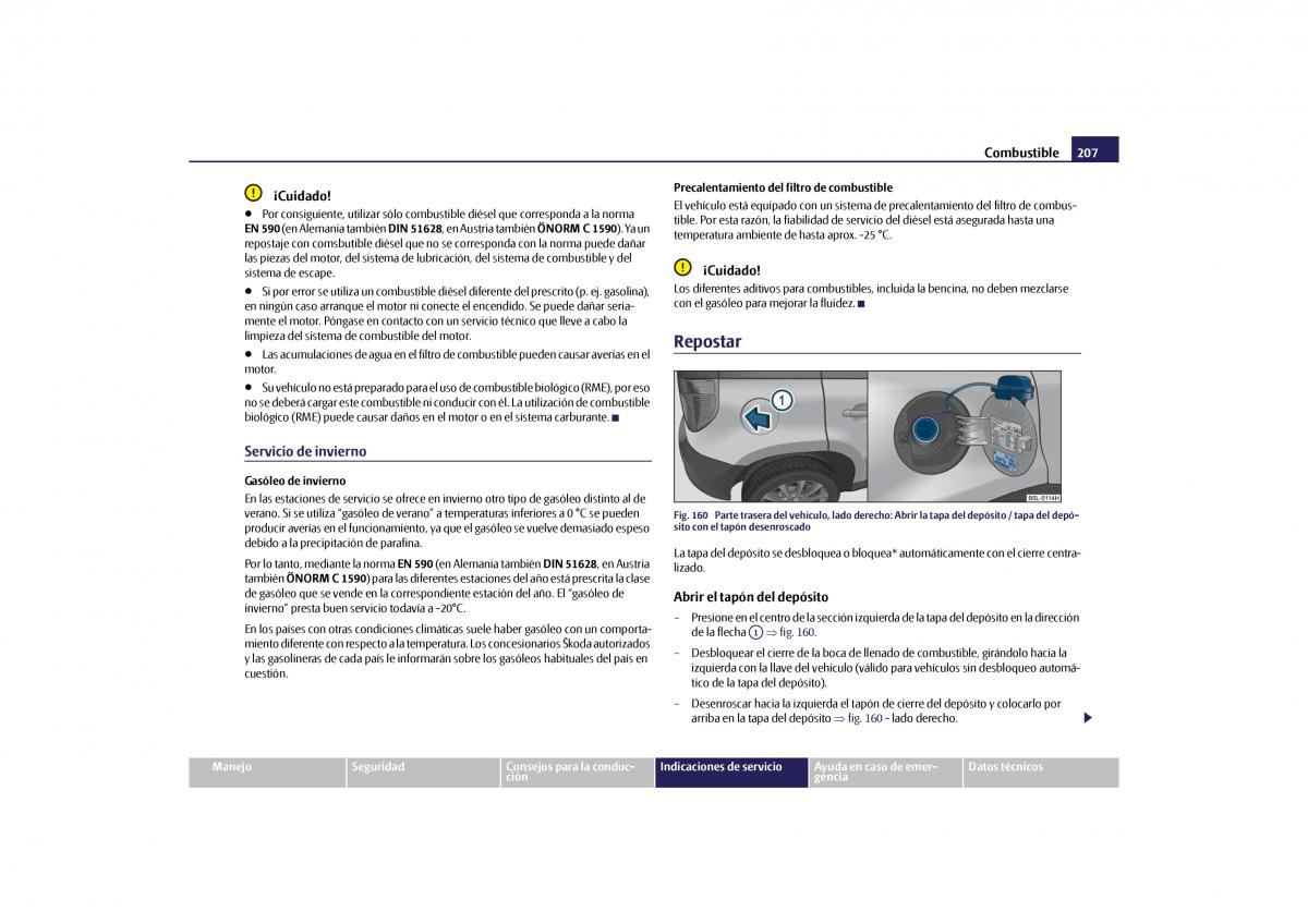 Skoda Yeti manual del propietario / page 208