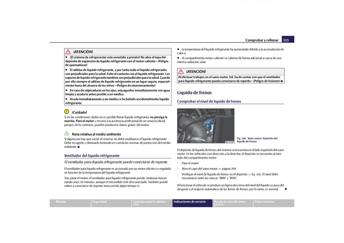 Skoda Yeti manual del propietario / page 216