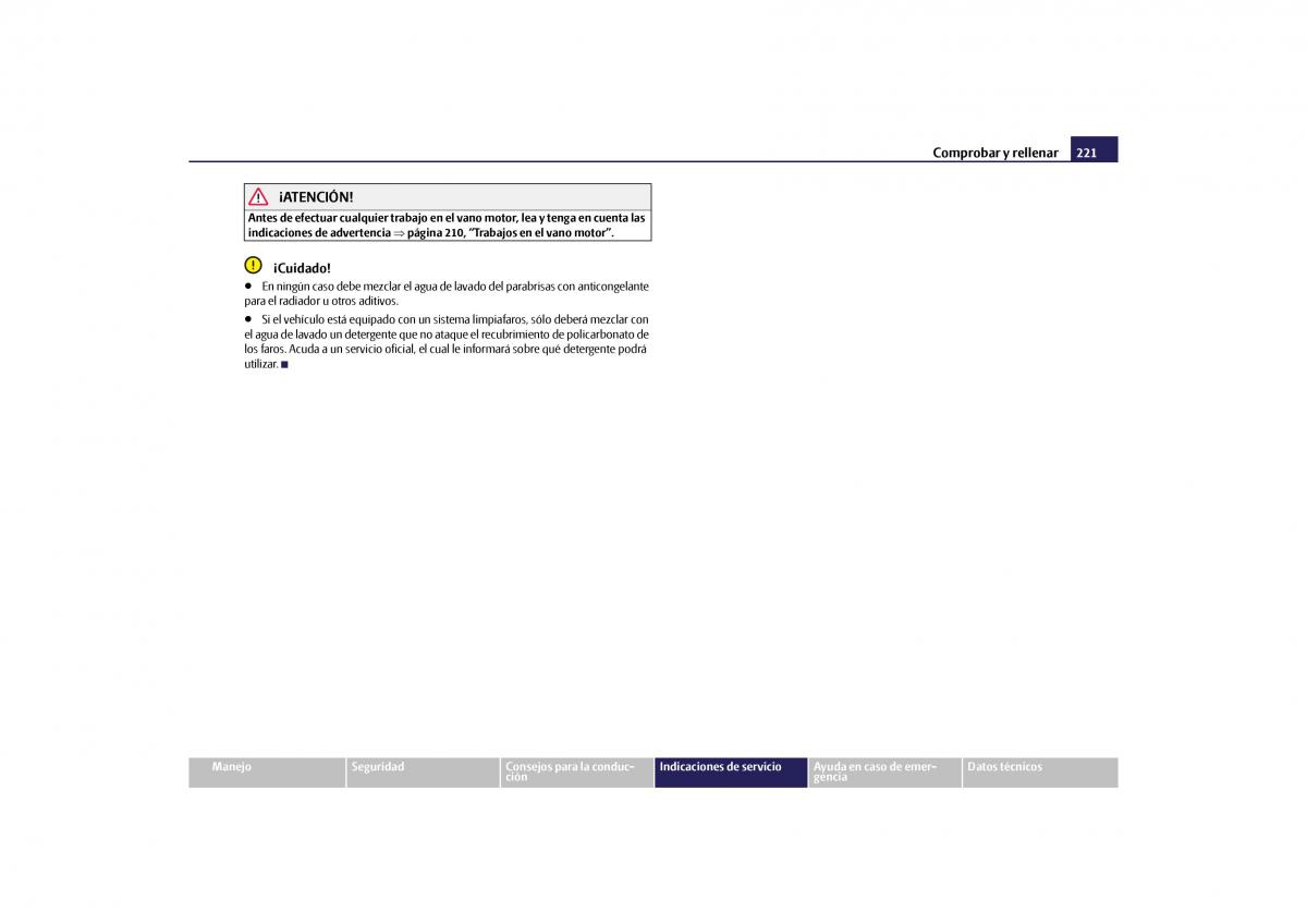 Skoda Yeti manual del propietario / page 222