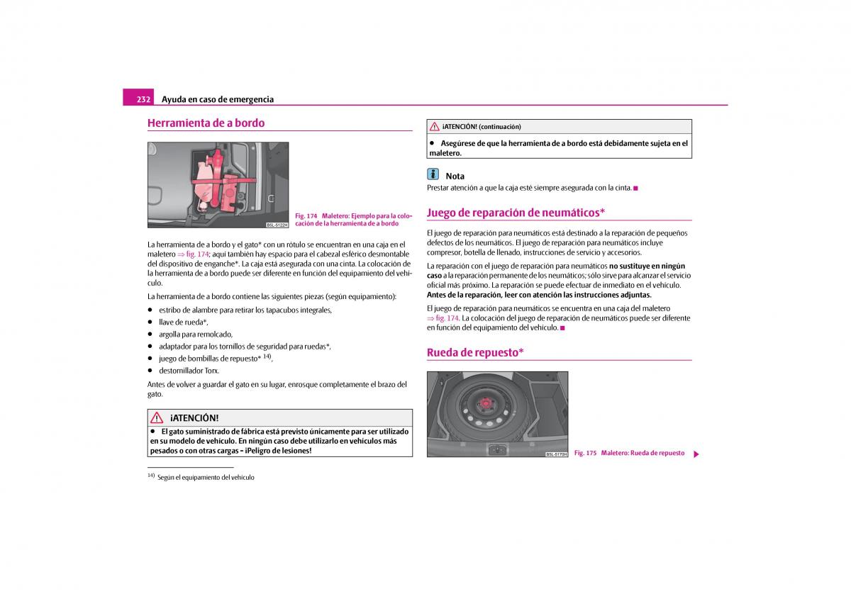 Skoda Yeti manual del propietario / page 233