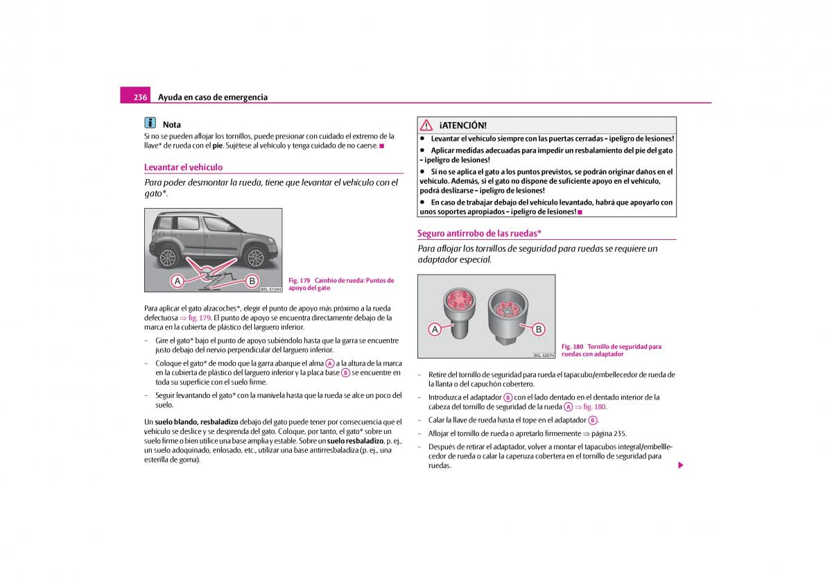 Skoda Yeti manual del propietario / page 237