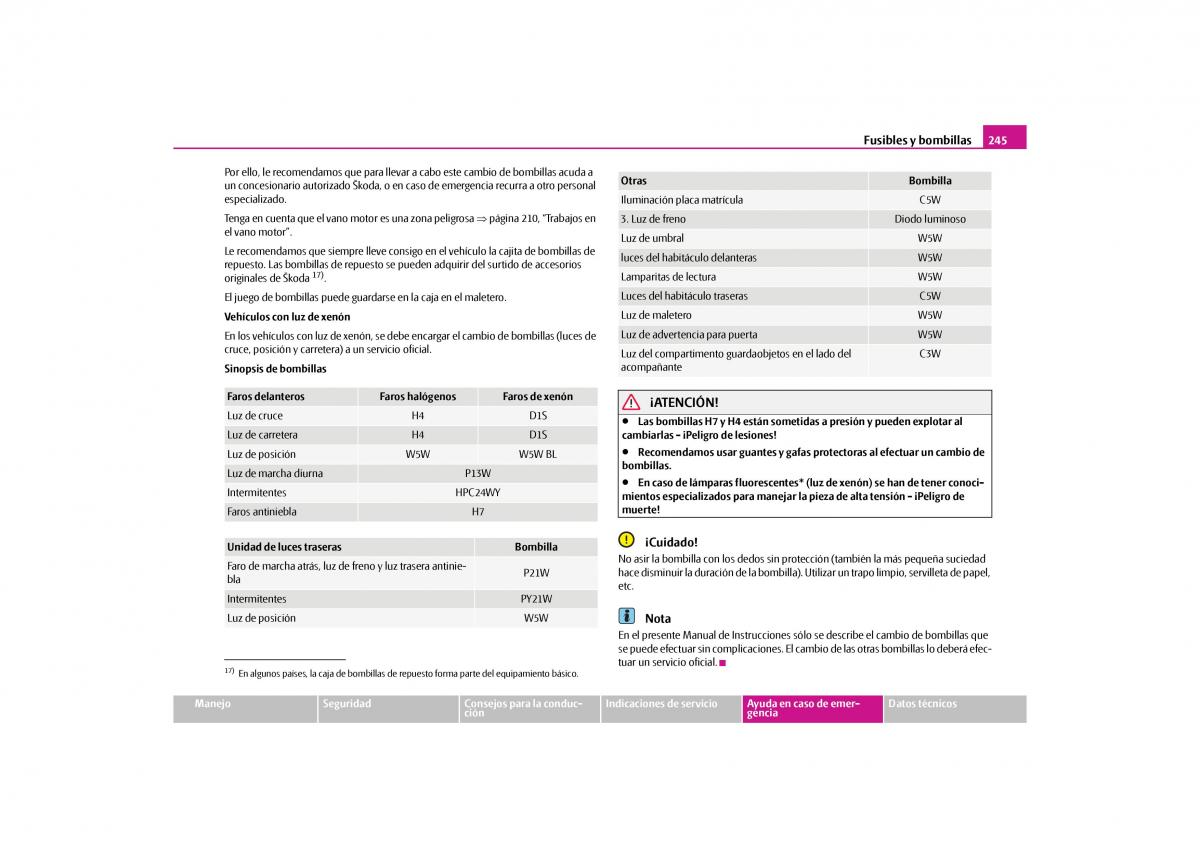 Skoda Yeti manual del propietario / page 246