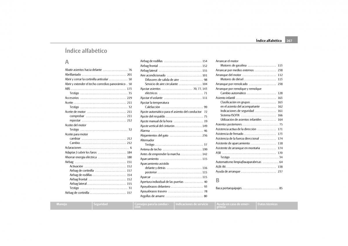 Skoda Yeti manual del propietario / page 268