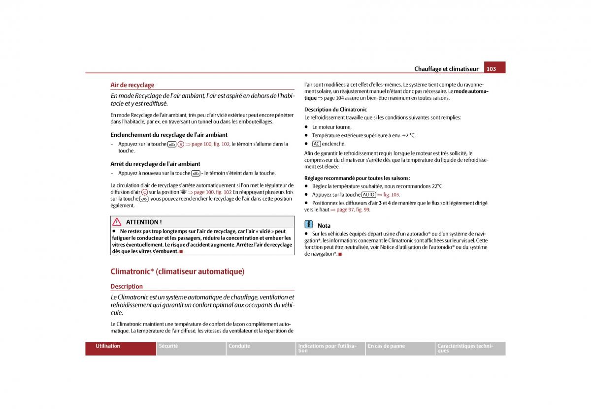 Skoda Yeti manuel du proprietaire / page 104