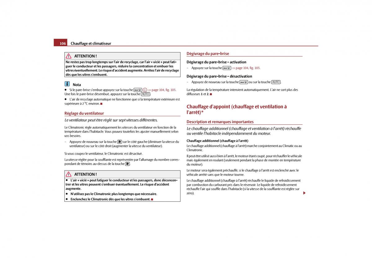 Skoda Yeti manuel du proprietaire / page 107