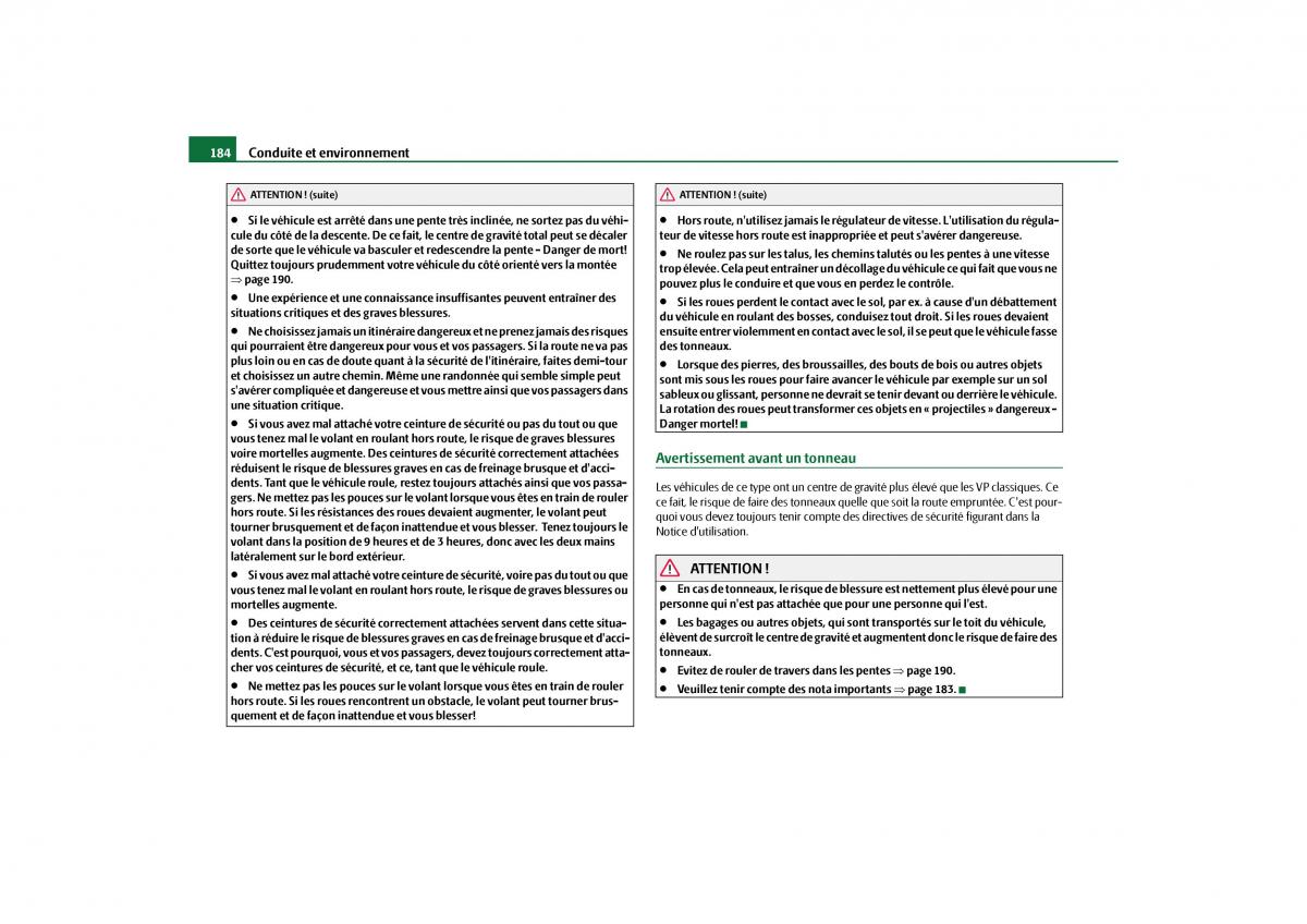 Skoda Yeti manuel du proprietaire / page 185