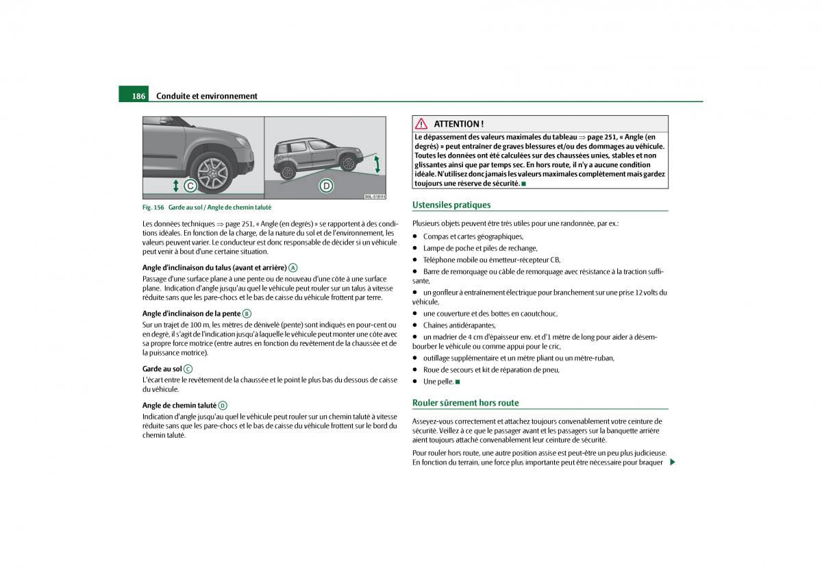 Skoda Yeti manuel du proprietaire / page 187