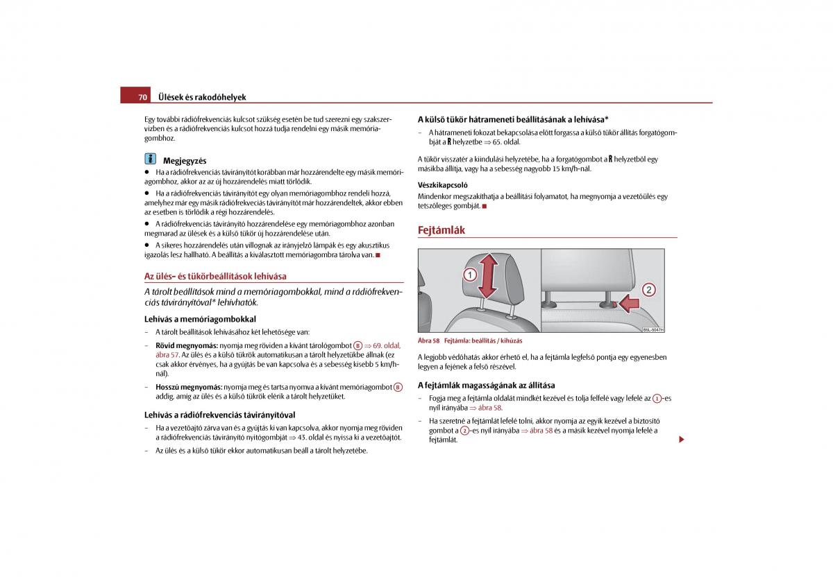 Skoda Yeti Kezelesi utmutato / page 71