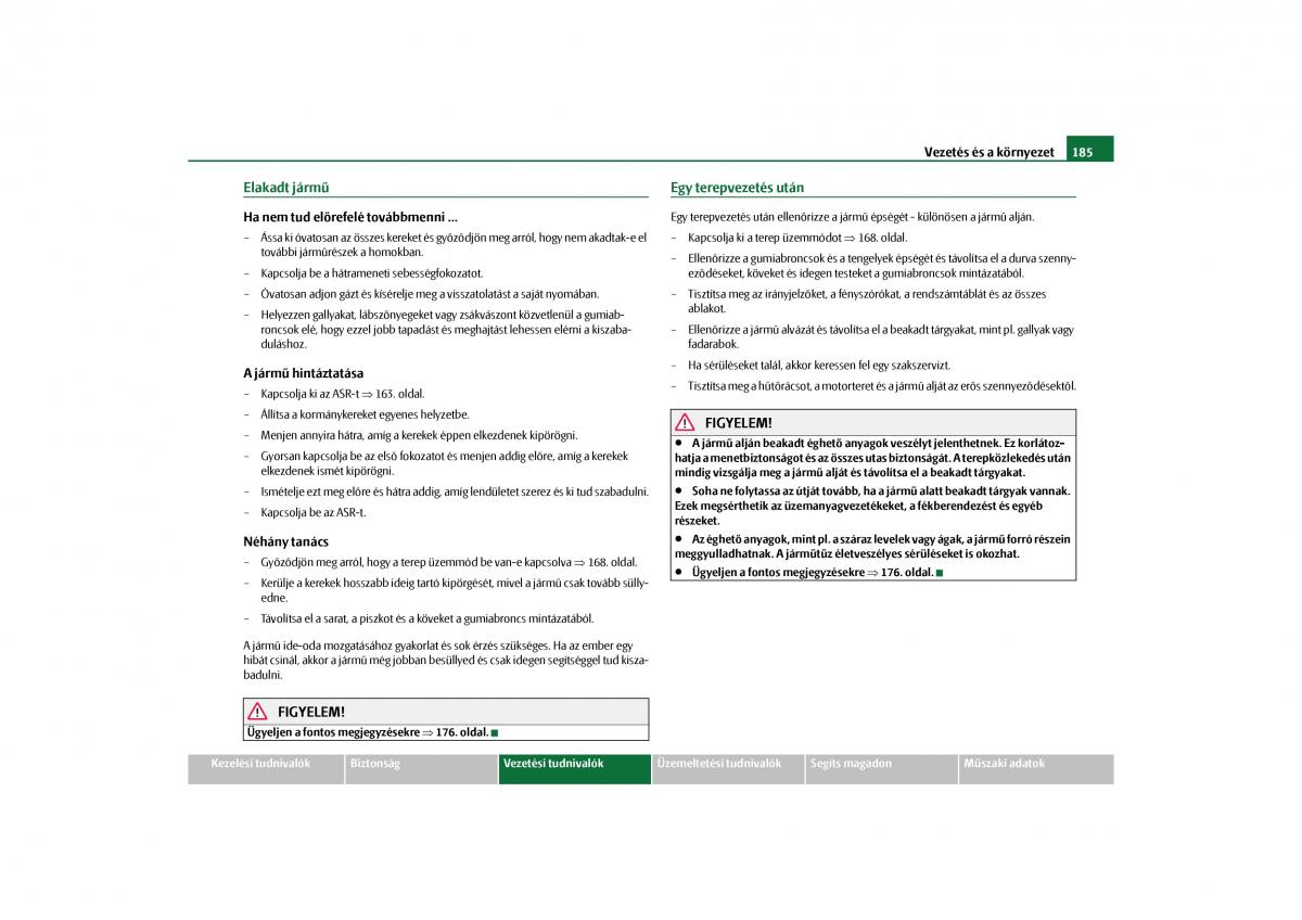 Skoda Yeti Kezelesi utmutato / page 186