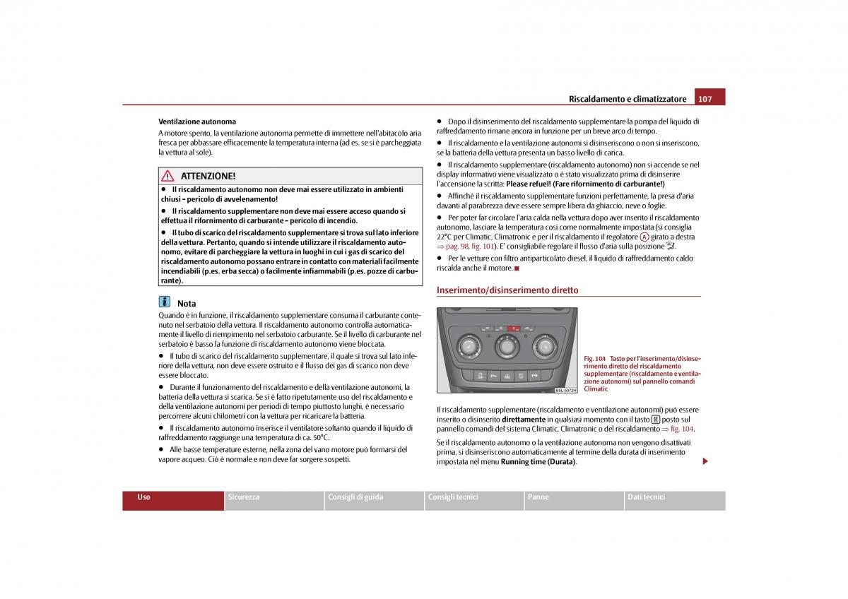 Skoda Yeti manuale del proprietario / page 108
