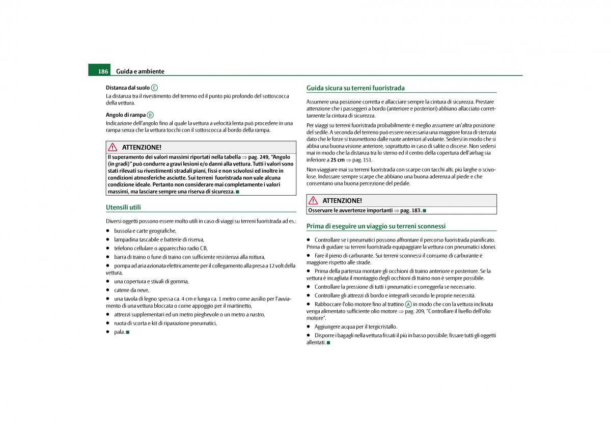 Skoda Yeti manuale del proprietario / page 187