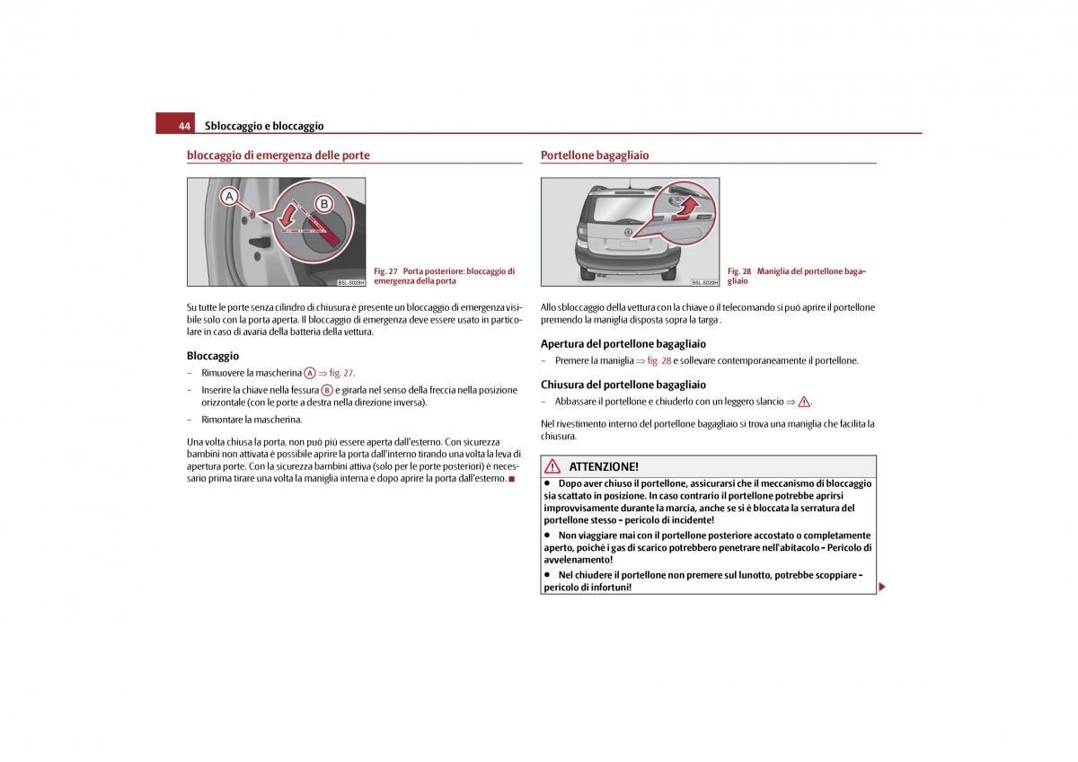 Skoda Yeti manuale del proprietario / page 45