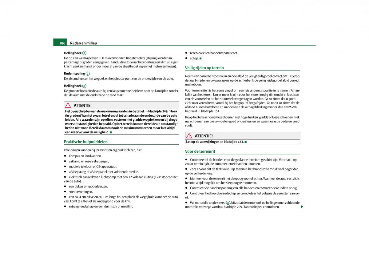 Skoda Yeti handleiding / page 187