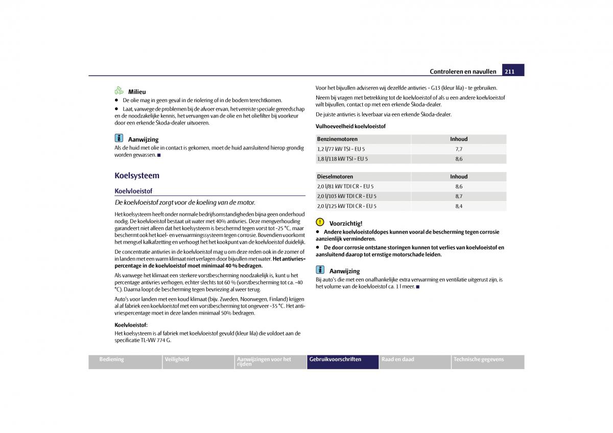 Skoda Yeti handleiding / page 212