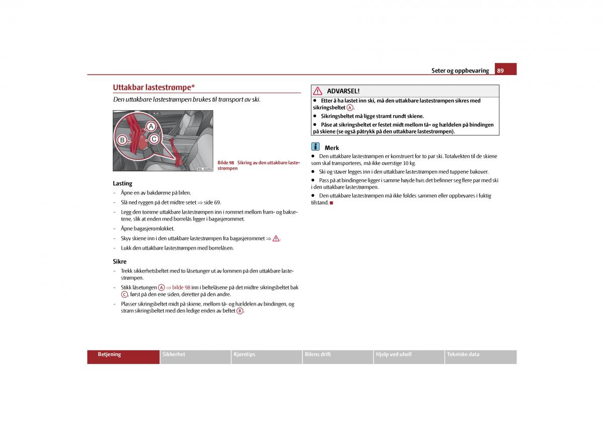 Skoda Yeti bruksanvisningen / page 90