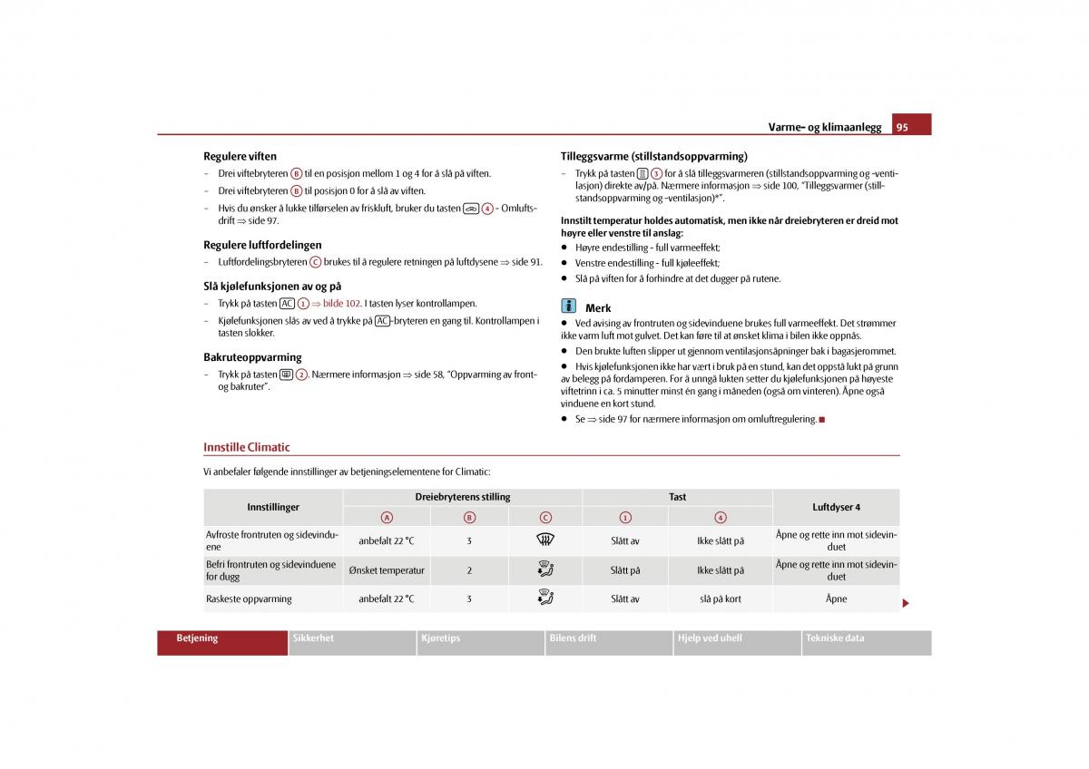 Skoda Yeti bruksanvisningen / page 96